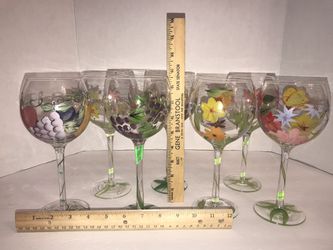 7 premium quality glassware Handpainted wine glasses