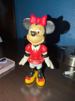 Vintage Disney MINNIE MOUSE 7" Poseable Figure Toy Plastic 1980s