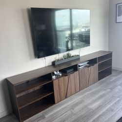 Walnut Brown Tv Stand For 75 Inch Tv