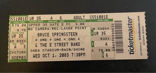 Springsteen 2003 Shea Stadium ticket