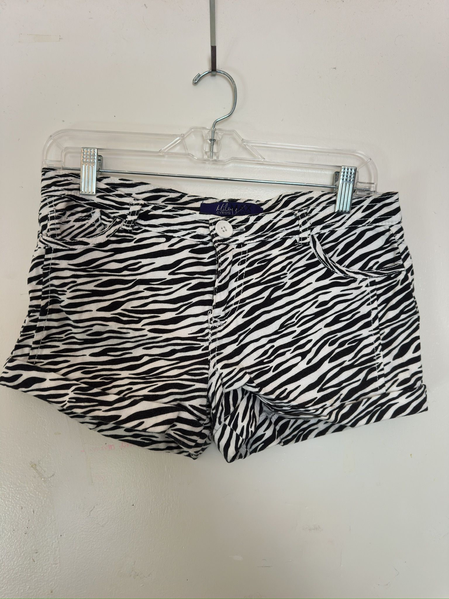 Cyrus Black and White Zebra Print Jean Shorts