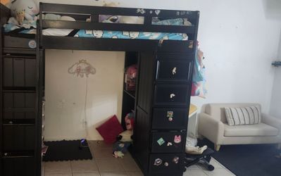 Twin Loft bed with desk and drawers