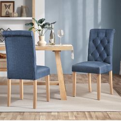 Dining Chairs Set of 2 Fabric Upholstered Dining Room Chairs with Button Tufted High Back and Solid Wood Legs for Kitchen/Living Room/Restaurant, Mode