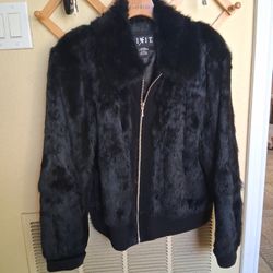Ladies Vintage Rabbit Fur and Leather Jacket