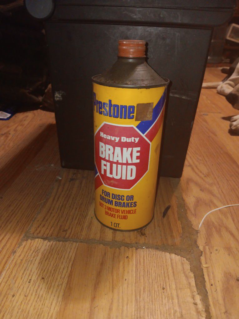 Vintage Steel Prestone Brake Fluid 