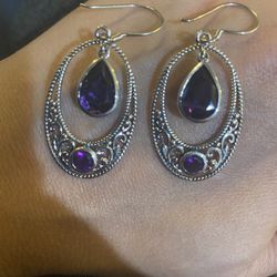 Gorgeous New Amethyst & silver Earrings 