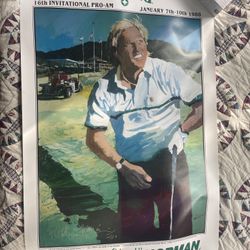 Greg Norman Poster. 16th Annual Invitational Pro-Am at Pebble Beach.  1988