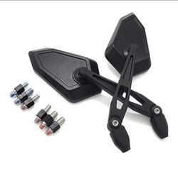 Motocycle black mirrors, convex, universal, 8mm 10mm adapters