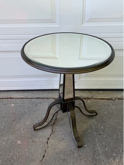 Elegant Dark Bronze Round Pedestal Accent Table with Glass Top