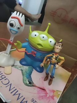 DISNEY- FORKY INTERACTIVE /TALKING ACTION FIGURE + WOODY FIGURINE $16     For All 3  PICK ⛏️ UP ONLY