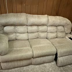 8' Fabric  Couch (Jeromes) Dbl side recliners