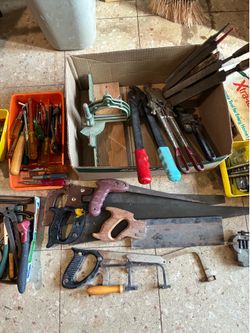 Various Tools - Wrenches, Screwdrivers, Saws, Clamps, Files, Drill Bits, etc