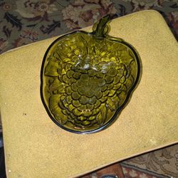 Vintage Green Grape Glass Bowl
