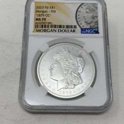 1879 – CC Morgan, Silver Dollar by Fiji MS – 70
