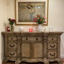 SOLID WOOD VINTAGE SIDEBOARD BUFFET CABINET