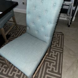 Fabric Tufted Blue Green Teal Sea Foam Green Dining Chairs