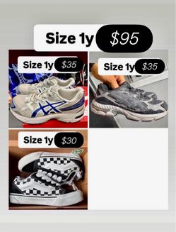 ASICS and vans   kids size 1y