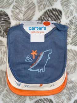 New carter's baby boy  Dino bibs