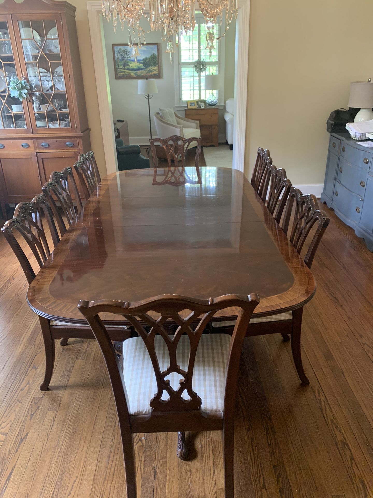 Luxury Solid Mahogany Dining Table w/10 Chairs