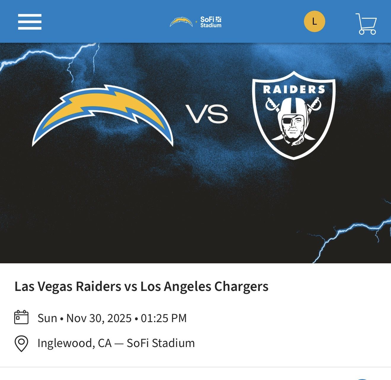 Chargers Vs Raiders 2 Tickets