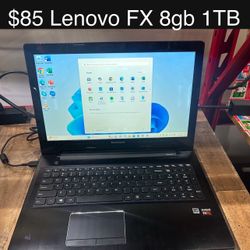 Lenovo Laptop 15” 8gb AMD FX 1tb Windows 11 Includes Charger, Good Battery 