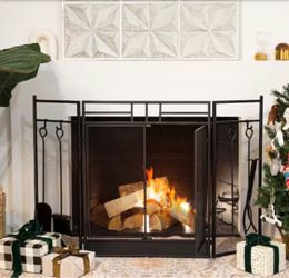 48” Fireplace Screen Black