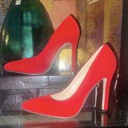 Red Suede Stiletto Shoes