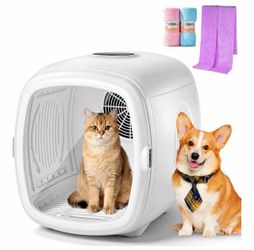 1200W High Velocity Pet Dryer Box for Cats & Small Dogs, Automatic Lonic Full-Body Fast Drying Box w