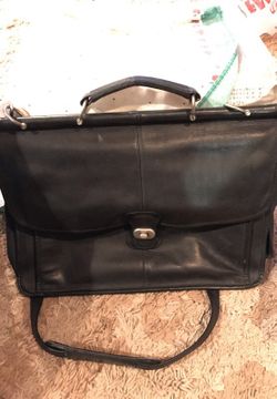 Black leather briefcase