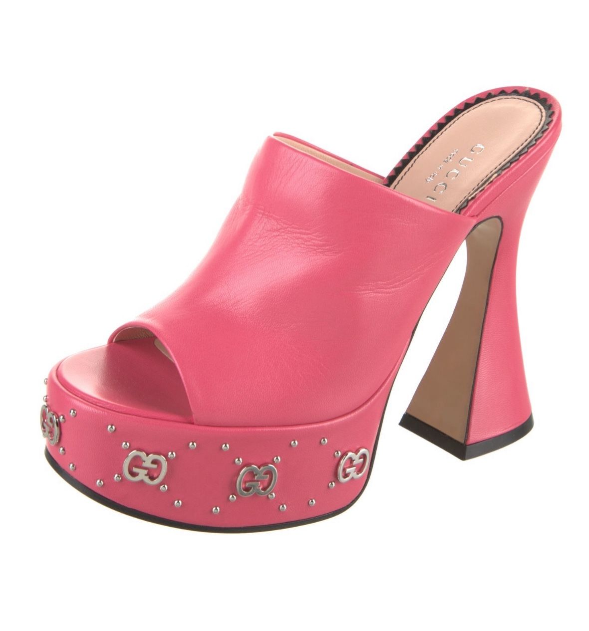 GUCCI Leather Studded Slides Size 38