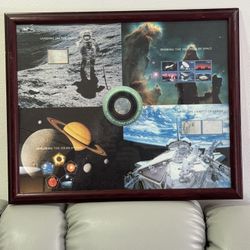 Space Exploration Stamp Collection: World Stamp Expo 2000, US Postal History Framed.