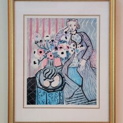Henri Matisse Purple Robe and Anemones Vintage Lithograph 24x30 Framed