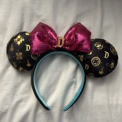 Disney Ears Headband Black With Pink Bow