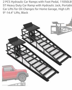 2-Pack Hydraulic Car Ramps with Foot Pedal