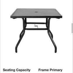 Metal Outdoor Patio Dining Table with Umbrella Hole