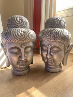 Pair of Buddha Head Sculptures