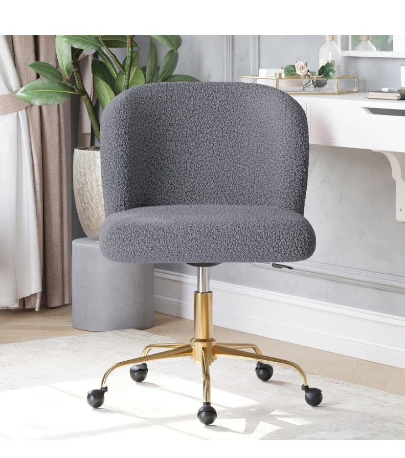 Modern Upholstered Boucle Desk Chair with Swivel 