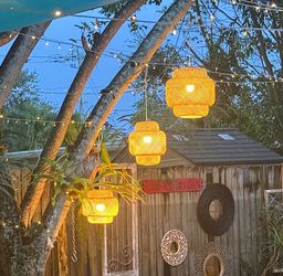 Double-tier woven rattan pendant light handwoven bamboo/rattan drum pendant