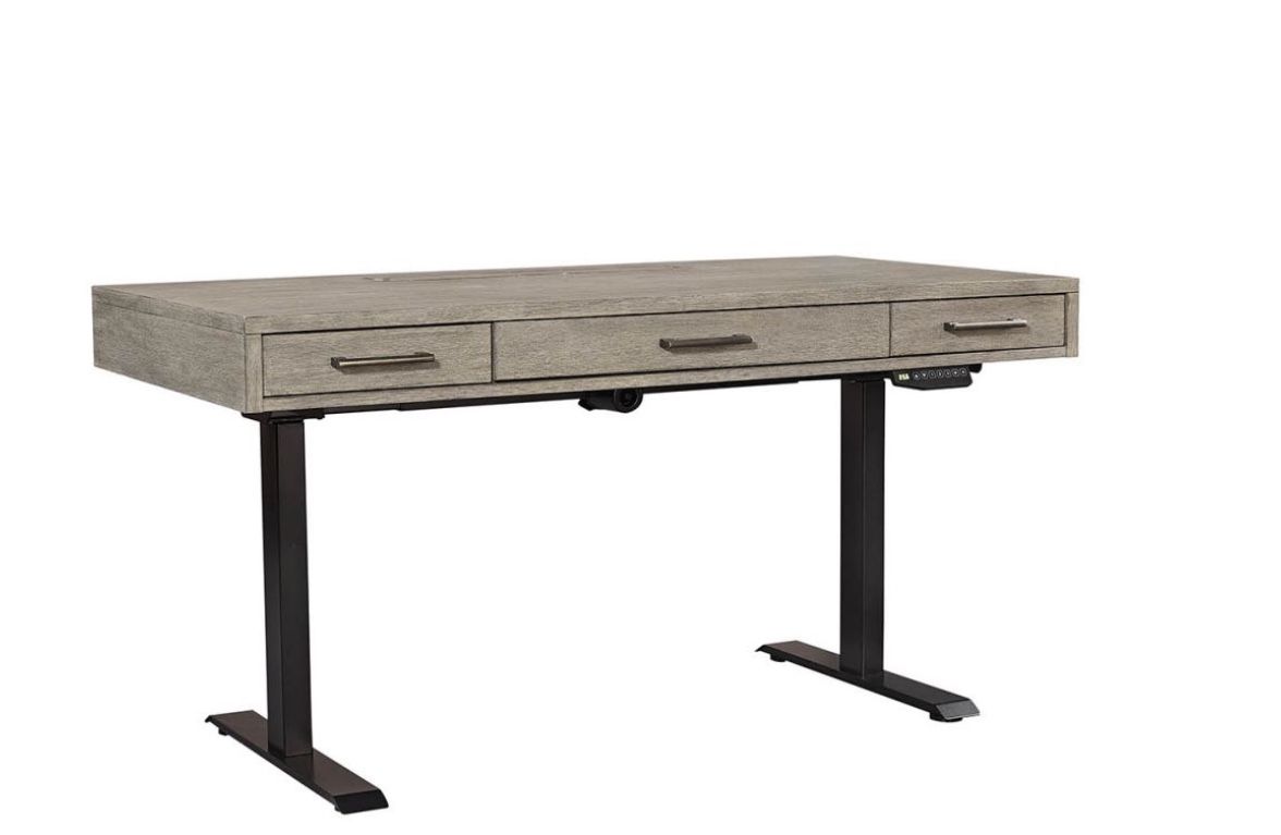 Aspenhome Furniture Platinum Lift Top Desk and Base in Gray Linen