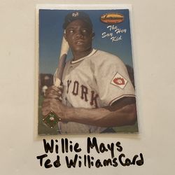 Willie Mays San Francisco Giants Hall of Fame Centerfielder Ted Williams Card. 