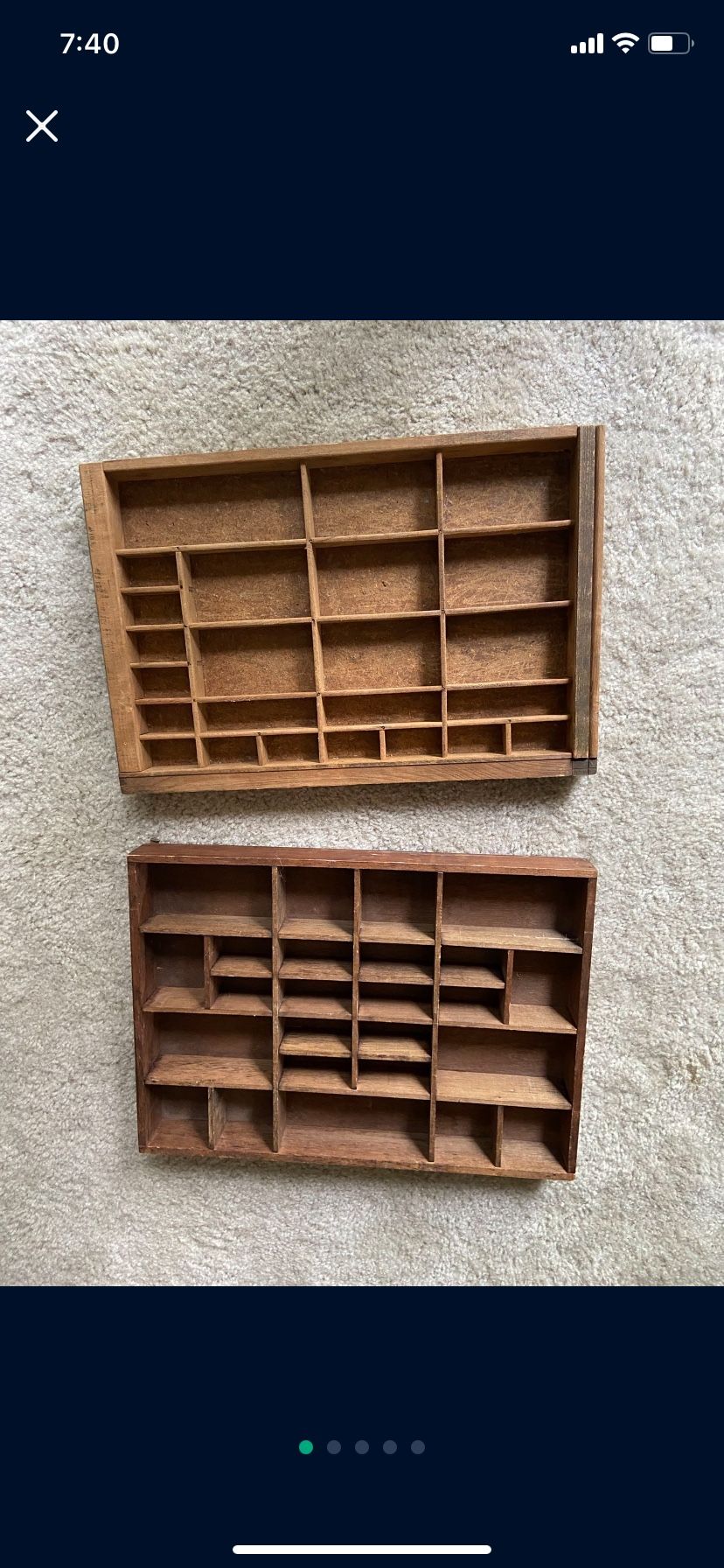 Set Of 2 Curio Antique Shelves