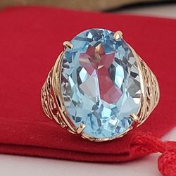 ❤️10k Size 7.75 Gorgeous Solid Yellow Gold Blue Topaz Ring!/ Anillo de Oro con 1 Topacio Azul! 👌🎁Post Tags: 10k 14k
