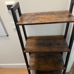 4-Tier Wood & Metal Shelf – Rustic Finish