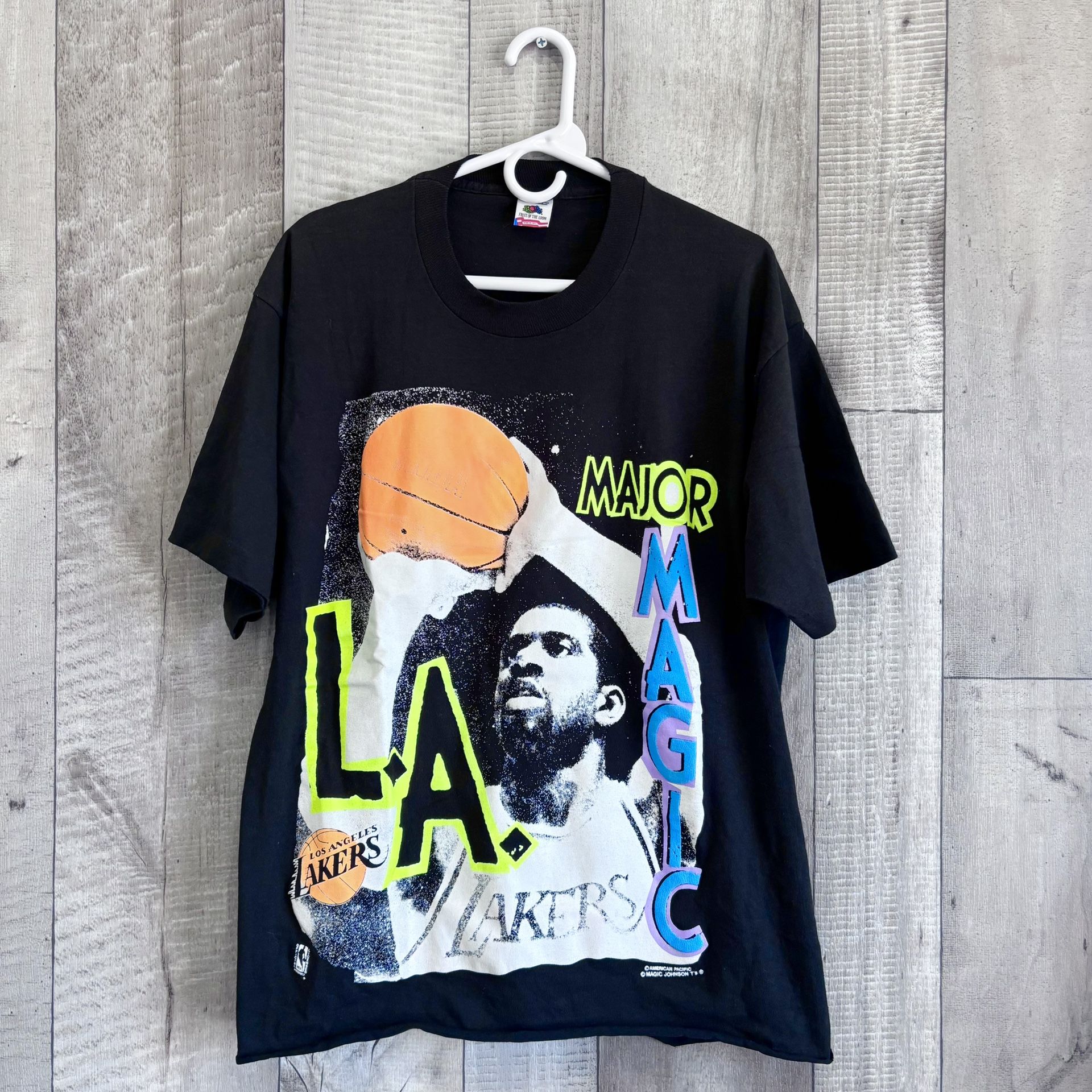Vintage Magic Johnson T-Shirt “MAJOR” XL LA Lakers Original 90s NBA