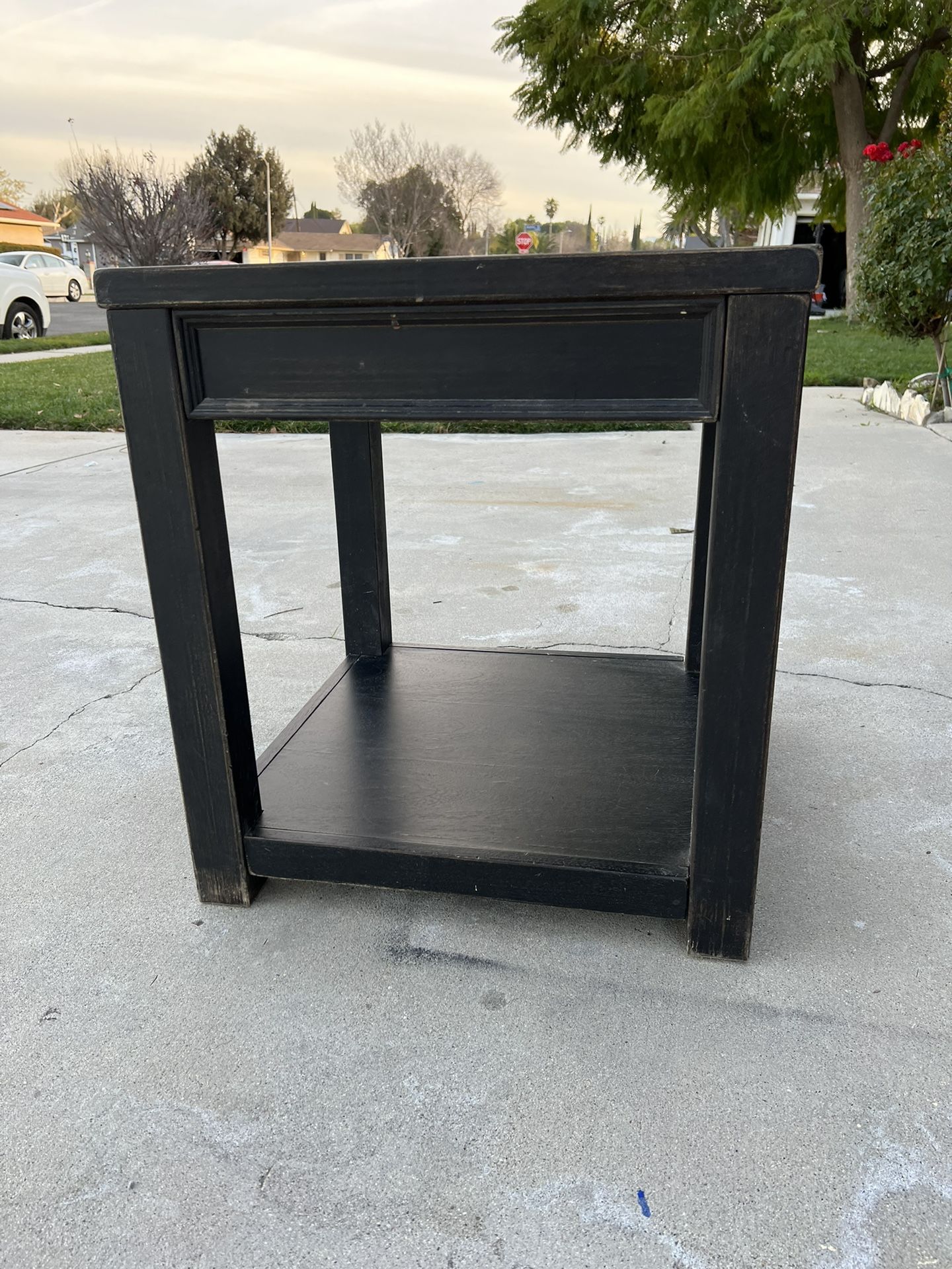 Distressed Black End/Side Table/night stand