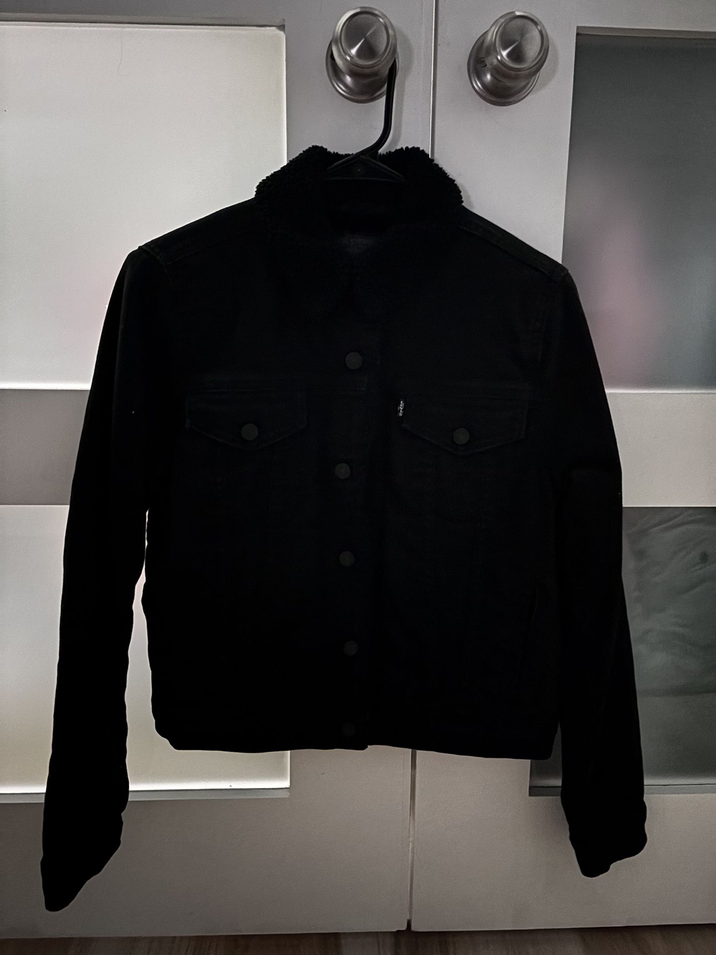 Levis Black Sherpa Trucker Jacket