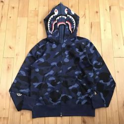 Double Zip Blue Bape Hoodie
