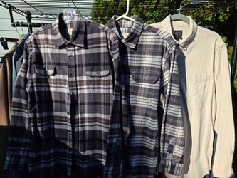 3 Cotton Flannels Mens Medium or Slim Large Jachs