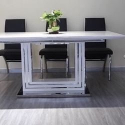 Glossy White Dining Table 