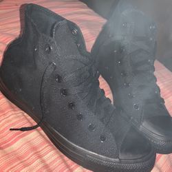 converse all star high top, all black, size 7 in men 9 in women 